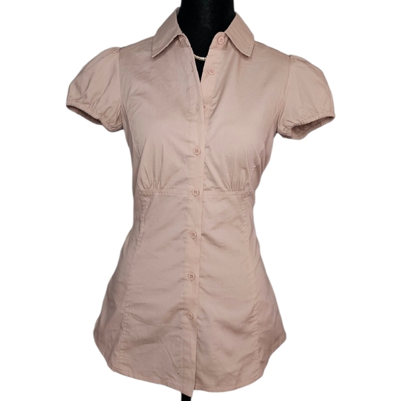 Mango Tops - Elegant Women's Pink Button-Down Shirt